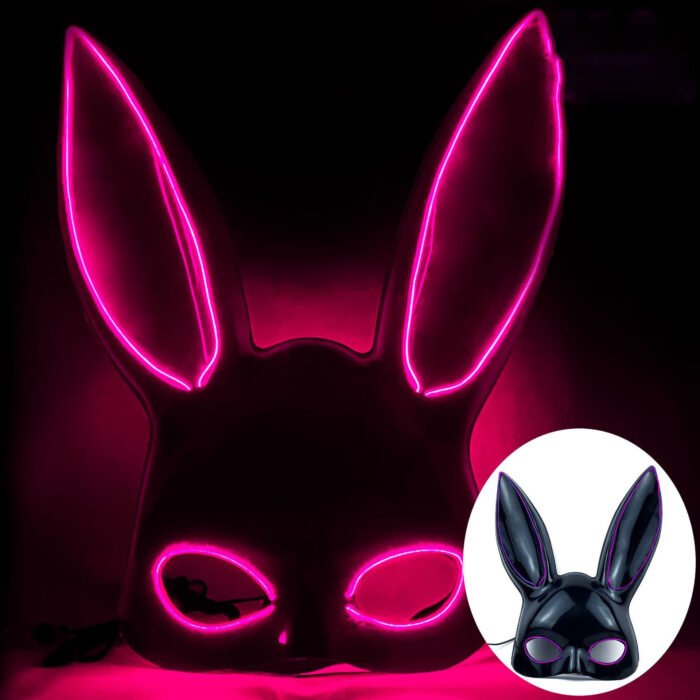 Glowing LED bar party atmosphere props - half-face long-eared rabbit, ghost face, clown for Halloween costume COSPLAY - Image 16