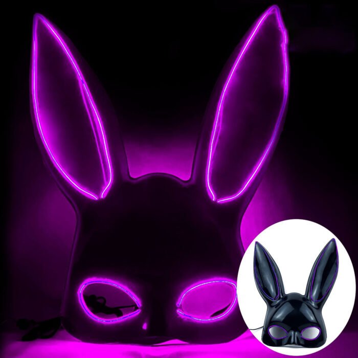 Glowing LED bar party atmosphere props - half-face long-eared rabbit, ghost face, clown for Halloween costume COSPLAY - Image 17