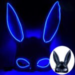 Glowing LED bar party atmosphere props - half-face long-eared rabbit, ghost face, clown for Halloween costume COSPLAY - Image 19