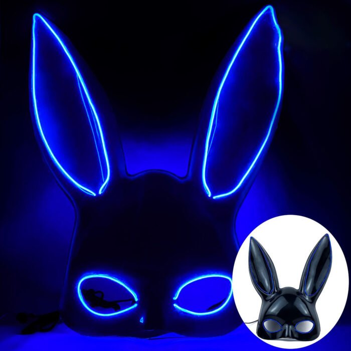 Glowing LED bar party atmosphere props - half-face long-eared rabbit, ghost face, clown for Halloween costume COSPLAY - Image 19