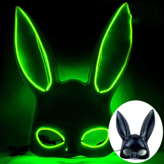 Glowing LED bar party atmosphere props - half-face long-eared rabbit, ghost face, clown for Halloween costume COSPLAY - Image 20