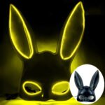 Glowing LED bar party atmosphere props - half-face long-eared rabbit, ghost face, clown for Halloween costume COSPLAY - Image 21