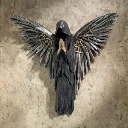Halloween Soul Warrior Resin Sculpture Hanging Ornament – Gothic Handcrafted Art for Home Wall Decoration
