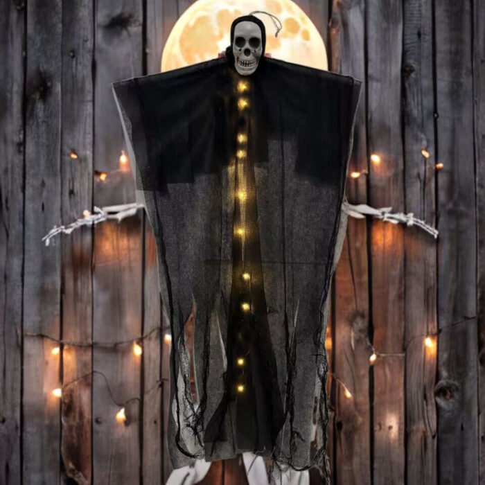Halloween Light-Up Skull Hanging Ghost Outdoor Yard Decoration - Image 2