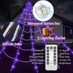 Halloween Purple & Orange LED String Lights: Outdoor Porch Spooky Decor with Skeleton Accents - Image 2