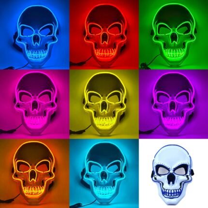 Halloween Skeleton Glowing Mask, a horror and funny full-face LED mask from European and American movies