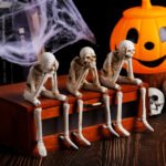 Halloween Skull Resin Ornaments - "See No Evil, Hear No Evil, Speak No Evil" Skeleton Craft Decorations for Spooky Festive Atmosphere