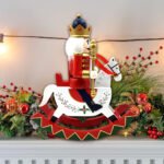 Wooden Rocking Horse Nutcracker, 30.5cm Traditional Nutcracker Soldier, Christmas Desktop Decoration Ornament - Image 2