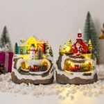 New Christmas Creative Ornament: Electric Musical Light - Up House/Snow House, Christmas Gift Resin Craft