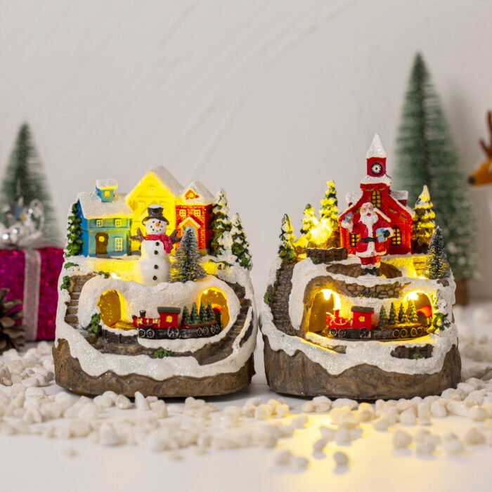 New Christmas Creative Ornament: Electric Musical Light - Up House/Snow House, Christmas Gift Resin Craft - Image 1