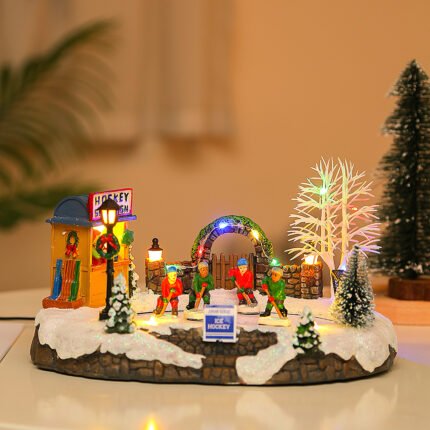 Christmas Decorations: Electric Music - Playing, Light - Up Snow Scene House Resin Crafts, Desktop Ornaments, Christmas Gifts