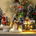 Christmas Decoration: Resin Light - up Ornament Featuring Santa, House, Christmas Tree, Gift, Snowman for Scene Arrangement, Desktop Decor and Gift - giving