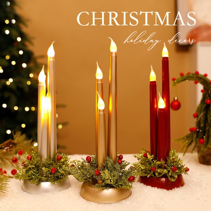 New - style LED Electronic Candles, Simulation Christmas Props, Smooth - surface Long Candles, Christmas Decoration Ornaments - Image 1