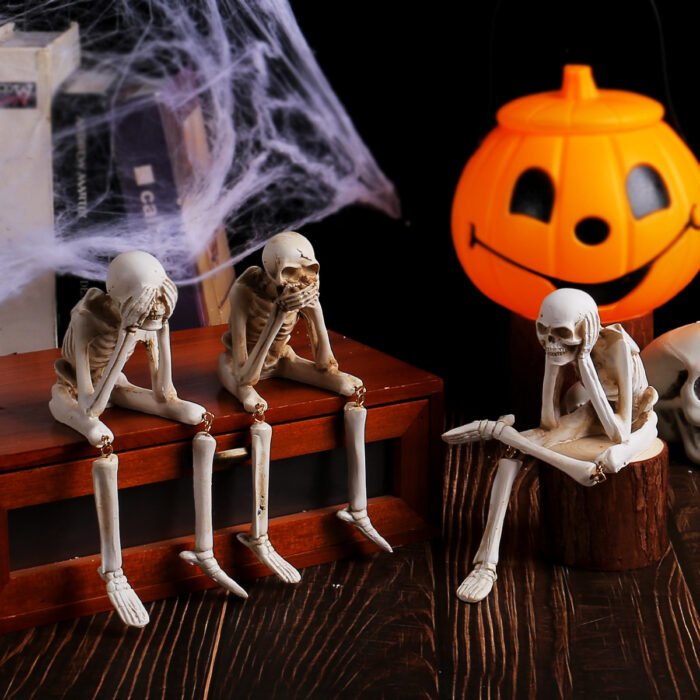 Halloween Skull Resin Ornaments - "See No Evil, Hear No Evil, Speak No Evil" Skeleton Craft Decorations for Spooky Festive Atmosphere - Image 5