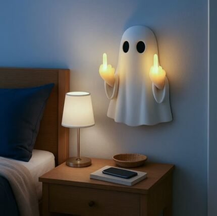 Halloween ghost middle finger glowing night light: porch, bedroom, and balcony ambiance decoration