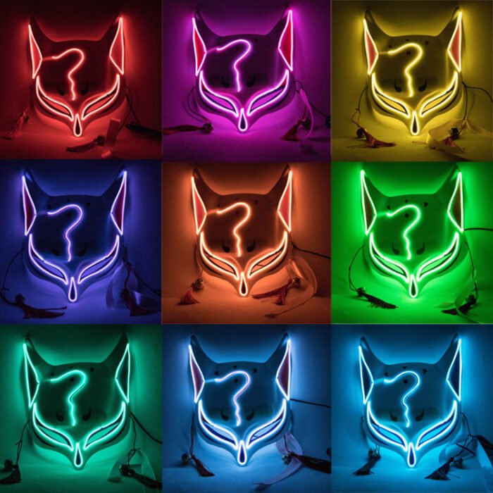 Fox Mask with LED Lights - Halloween Cyberpunk - Image 1