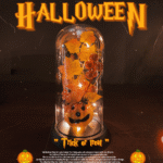 Halloween Glass Lampshade Pumpkin Flower Horror Ornament, Escape Room Decoration, Small Night Light