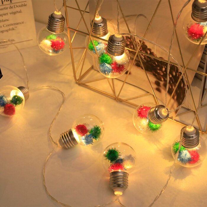 New Style LED Christmas Ball Light String | Colorful Gold Thread Pom-Pom Decorative Bulb Lights | Holiday String Lights & Mini Fairy Lights - Image 5