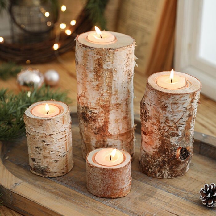 Solid Wood Christmas Candle Holders—festive decorative lamp bases, fragrance containers, candle pedestals, and cup holders, perfect for candlelit dinner setups. - Image 4
