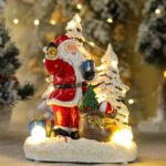 Christmas Decoration: Resin Light - up Ornament Featuring Santa, House, Christmas Tree, Gift, Snowman for Scene Arrangement, Desktop Decor and Gift - giving - Image 4