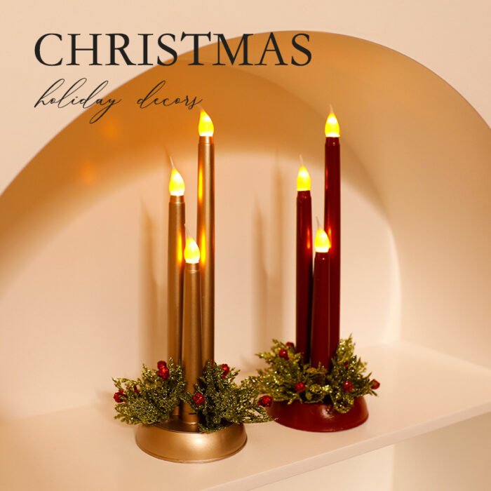 New - style LED Electronic Candles, Simulation Christmas Props, Smooth - surface Long Candles, Christmas Decoration Ornaments - Image 4