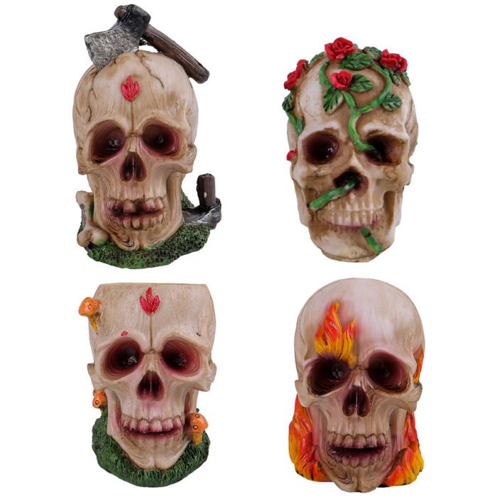 Diverse Halloween skull ornaments, rose skull resin handicrafts for the Ghost Festival, decorations for a terrifying atmosphere - Image 6