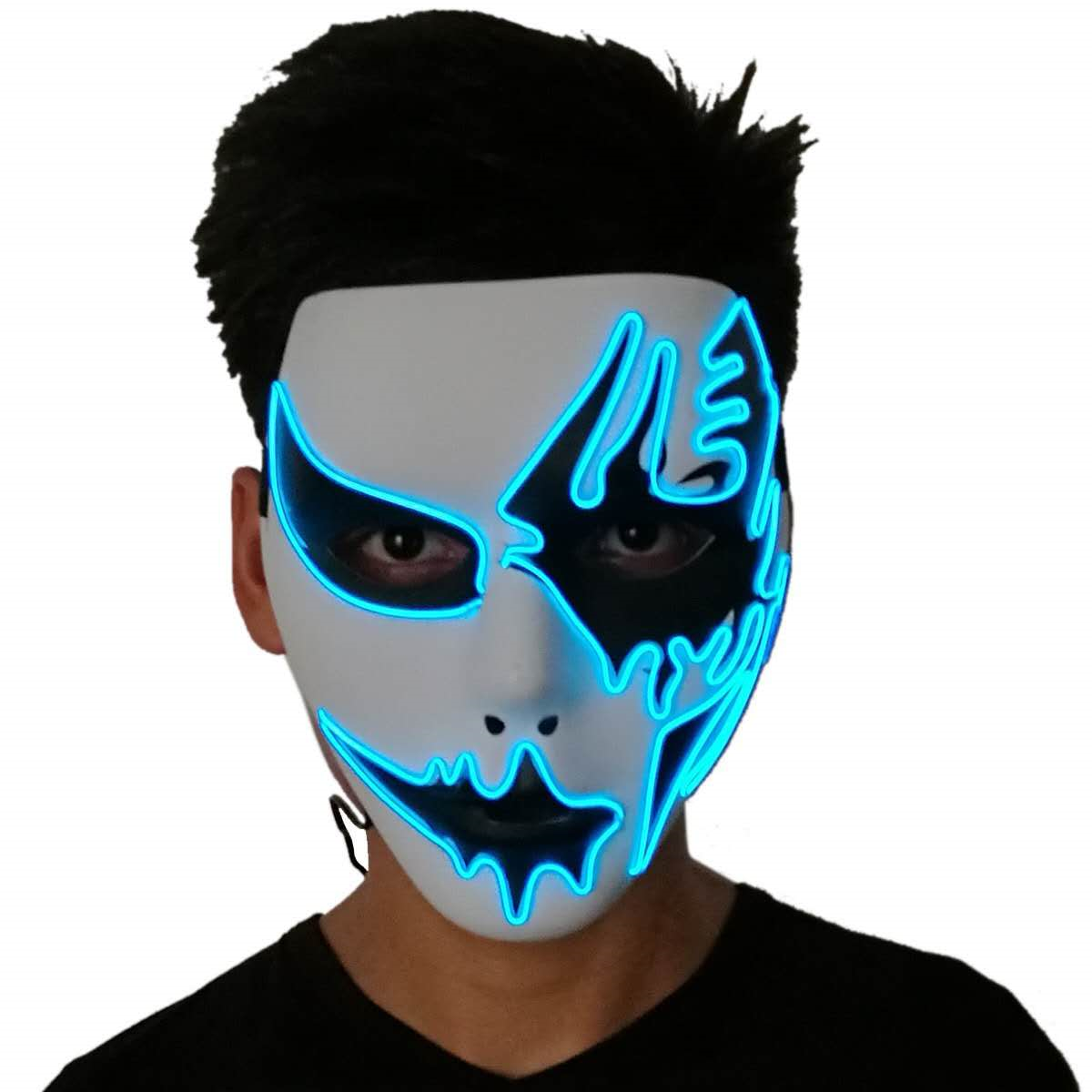 图片1 Cold-light handsome man luminous hand-painted LED dance party Marshmello mask cosplay Halloween - Image 1