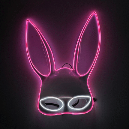 LED Light - Up Mask: Cold - Light Half - Face Bunny Girl Prop for Parties, Performances, Bars, Disco, and Masquerades