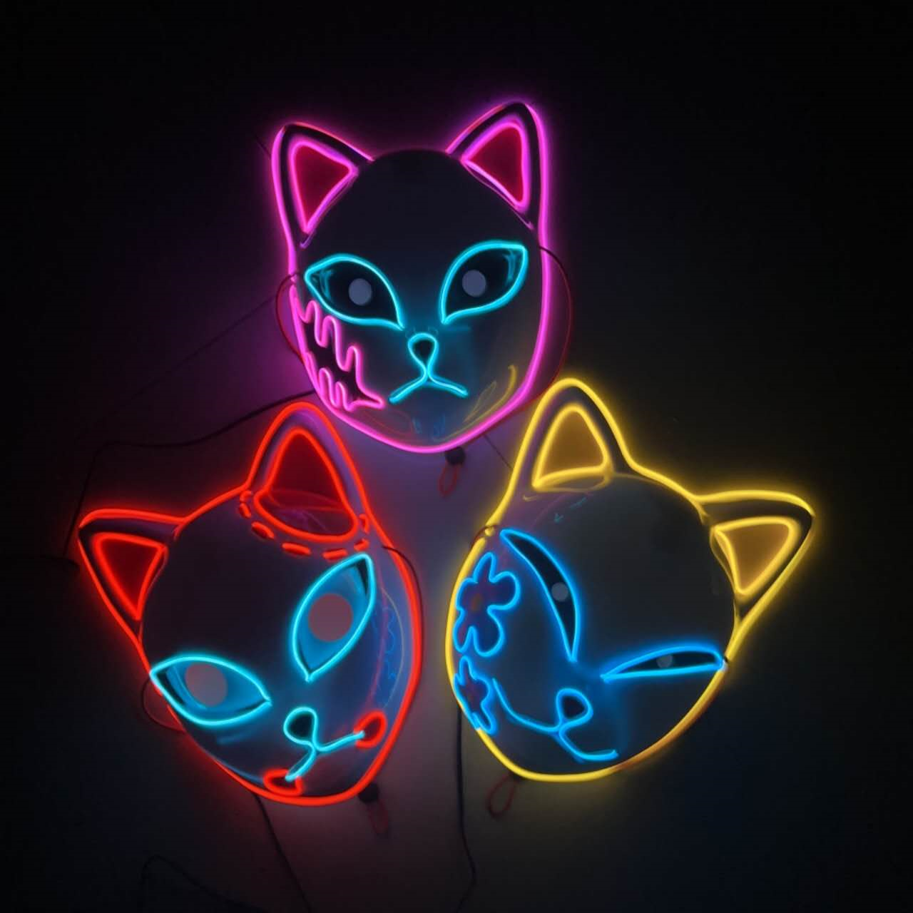 图片1 Halloween glowing mask - LED cat face - Image 1