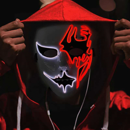 Halloween horror hand-painted mask, glowing LED mask, neon flashing party mask, Halloween