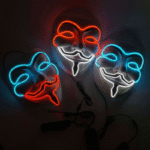 LED Light - Up Mask, Cold Light Dual - Color V for Vendetta, Halloween Performance, Dance Party, PVC