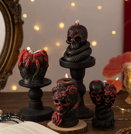 Halloween Skull Pillar Aromatherapy Candles | Wholesale Handmade Skull - Shaped Candles & Halloween Decorative Ornaments