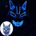 Halloween LED Full - Face Light - Up Mask, Suitable for Men and Women's Parties, Wolf Head EL Ghost Face, Scary and Frightening for Dance Parties