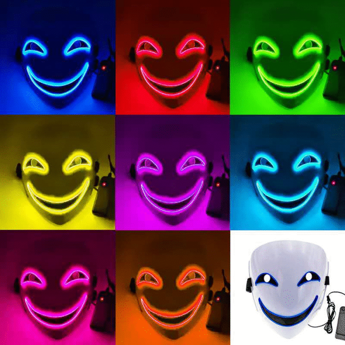Light-Up Mask - LED "Black Bullet" Hiruko Kagemitsu Mask, Cosplay Ghost Face, Light-Up "Darker than Black" Prop - Image 1