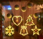 Christmas Leather - Cord Suction Cup Lights for Decorating and Enhancing Christmas Scenes, Window Displays