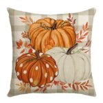 Thanksgiving Autumn Pillow: Pumpkin & Maple Leaf Hand - painted Text Cushion Pillow - Image 5
