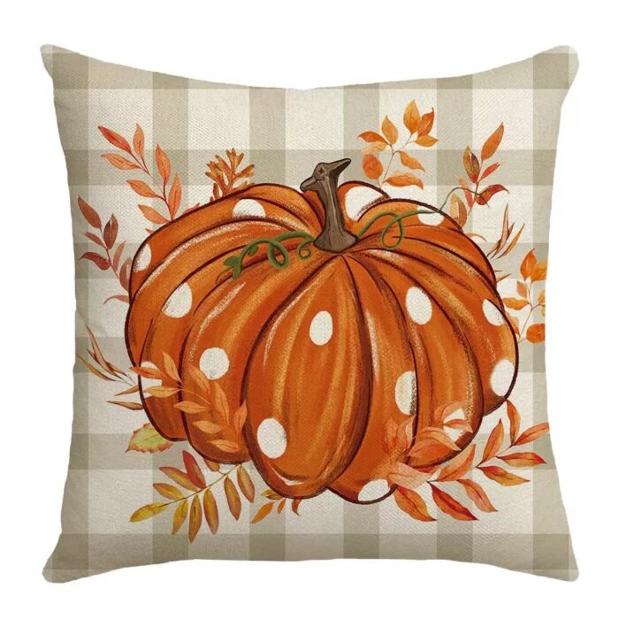 Thanksgiving Autumn Pillow: Pumpkin & Maple Leaf Hand - painted Text Cushion Pillow - Image 6