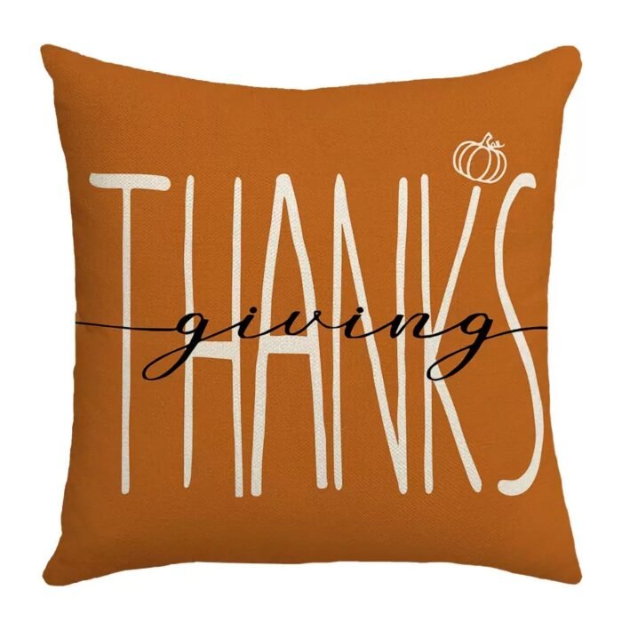 Thanksgiving Autumn Pillow: Pumpkin & Maple Leaf Hand - painted Text Cushion Pillow - Image 7