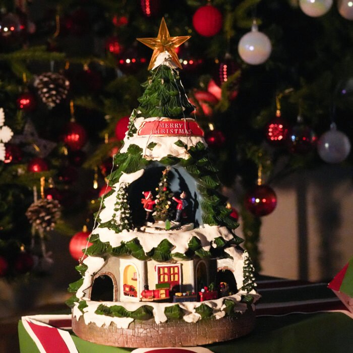 Large Christmas Tree Music Box with Festive Scene - Image 1